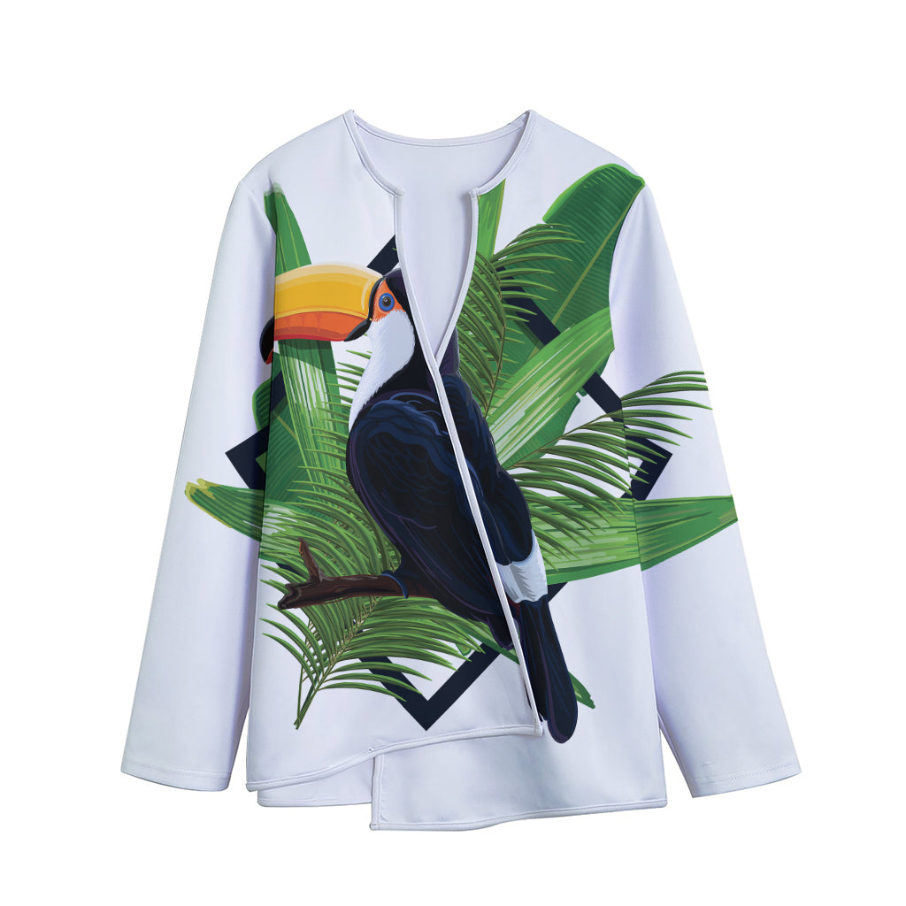 Tropical Toco  Toucan Print Long Sleeve Short Coat