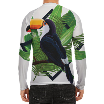Tropical Toco  Toucan Print Men's Long Sleeve Rash Guard