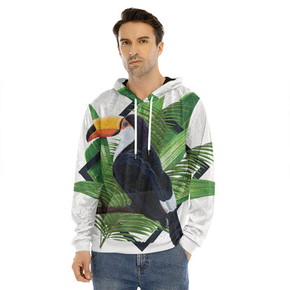 Tropical Toco  Toucan Print Men's Velvet Pullover Hoodie