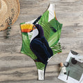 Tropical Toco Toucan Print One Shoulder Bodysuit