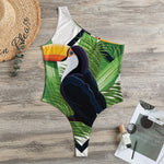 Tropical Toco  Toucan Print One Shoulder Bodysuit