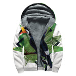 Tropical Toco  Toucan Print Sherpa Lined Zip Up Hoodie