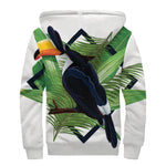 Tropical Toco  Toucan Print Sherpa Lined Zip Up Hoodie