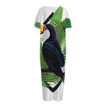 Tropical Toco  Toucan Print Short Sleeve Long Nightdress