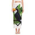 Tropical Toco Toucan Print Side Slit Maxi Skirt
