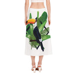 Tropical Toco  Toucan Print Side Slit Midi Skirt