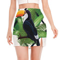 Tropical Toco Toucan Print Side Slit Mini Skirt