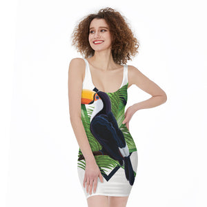 Tropical Toco  Toucan Print Sleeveless Bodycon Dress