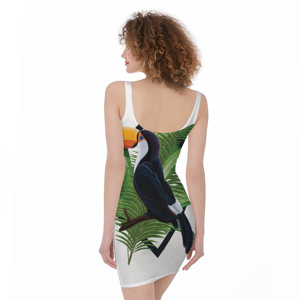 Tropical Toco  Toucan Print Sleeveless Bodycon Dress