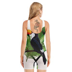 Tropical Toco  Toucan Print Sleeveless One Piece Swimsuit