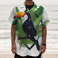 Tropical Toco Toucan Print Textured Short Sleeve Shirt
