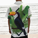 Tropical Toco  Toucan Print Textured Short Sleeve Shirt