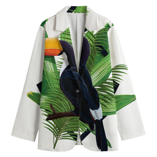 Tropical Toco  Toucan Print Women's Cotton Blazer