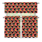 Tropical Toco Toucan Pattern Print 3 Piece Kitchen Curtains