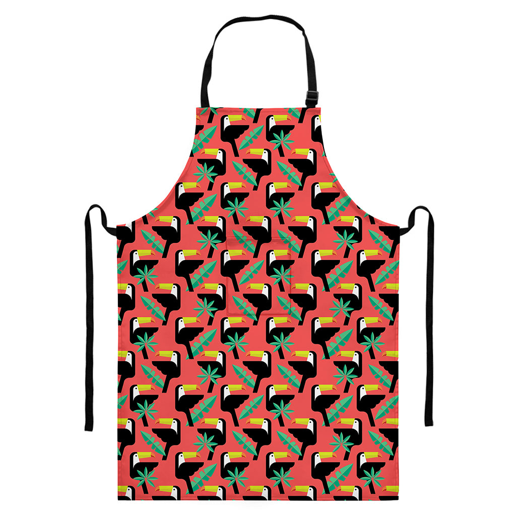 Tropical Toco Toucan Pattern Print Bib Apron With Pocket