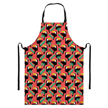 Tropical Toco Toucan Pattern Print Bib Apron With Pocket