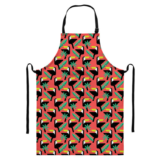 Tropical Toco Toucan Pattern Print Bib Apron With Pocket