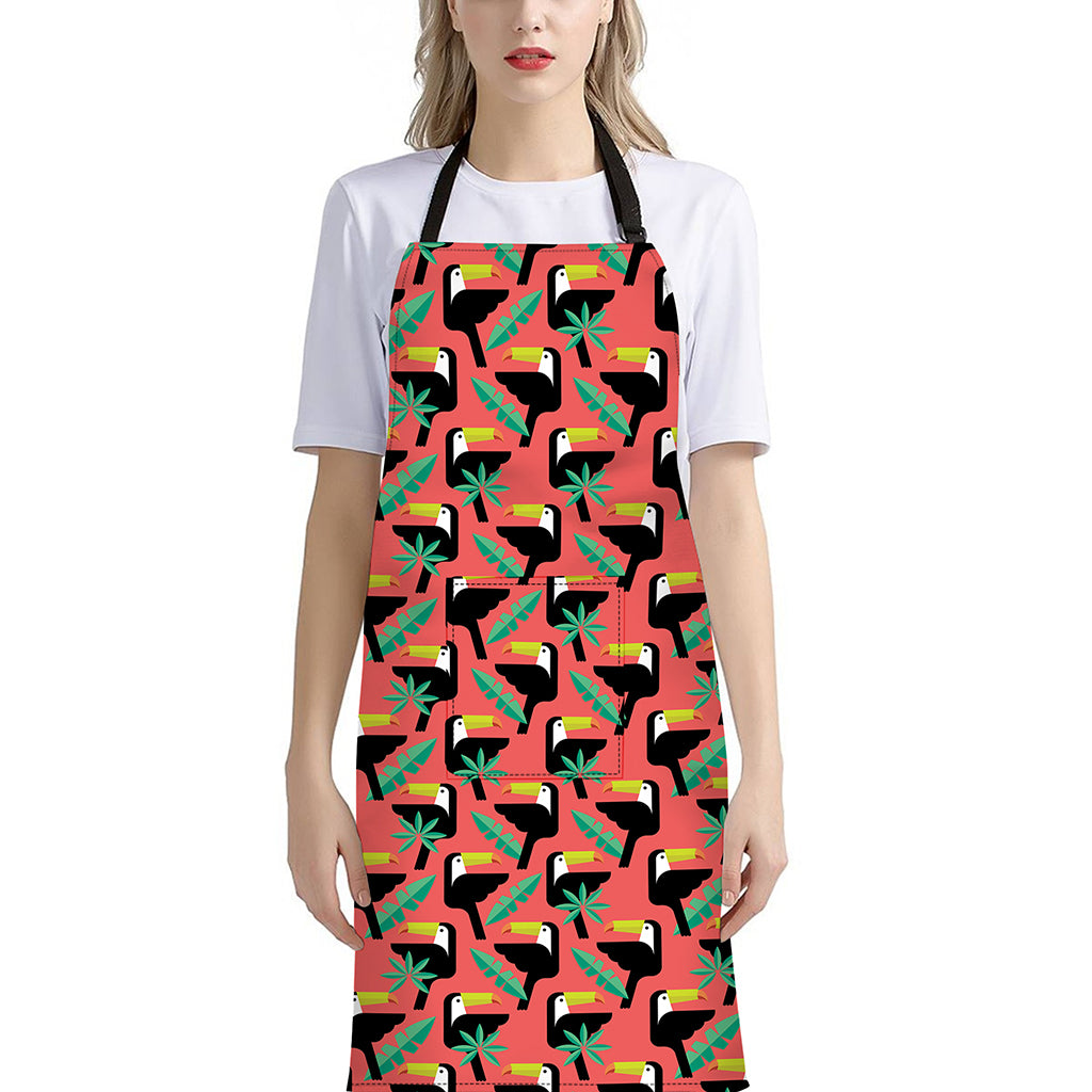 Tropical Toco Toucan Pattern Print Bib Apron With Pocket