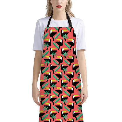 Tropical Toco Toucan Pattern Print Bib Apron With Pocket