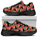Tropical Toco Toucan Pattern Print Black Chunky Shoes