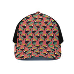 Tropical Toco Toucan Pattern Print Black Mesh Trucker Cap
