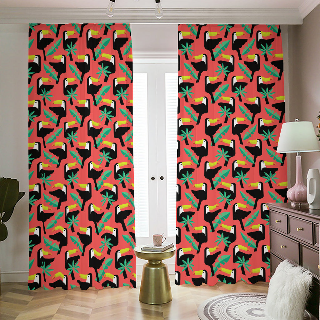 Tropical Toco Toucan Pattern Print Blackout Pencil Pleat Curtains