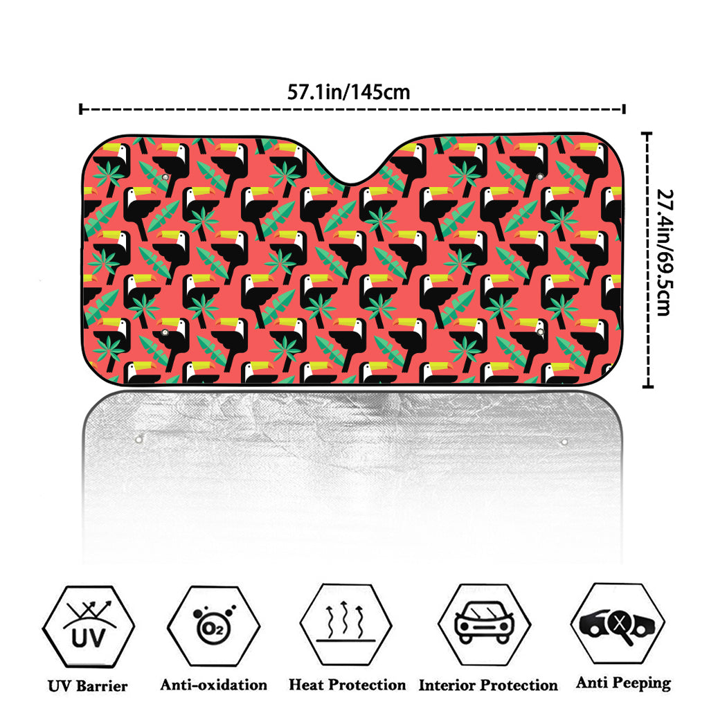 Tropical Toco Toucan Pattern Print Car Windshield Sun Shade