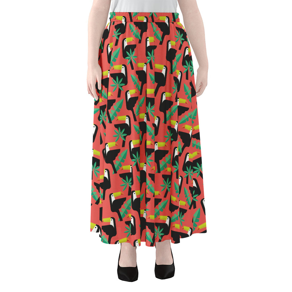 Tropical Toco Toucan Pattern Print Chiffon Maxi Skirt