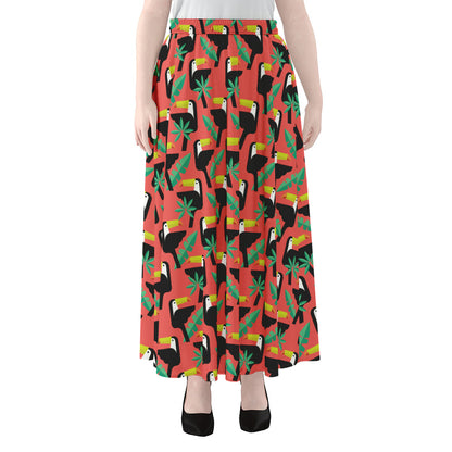 Tropical Toco Toucan Pattern Print Chiffon Maxi Skirt