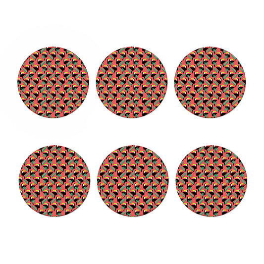 Tropical Toco Toucan Pattern Print Coaster Set