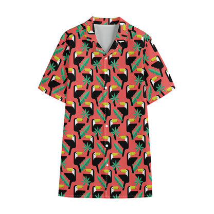 Tropical Toco Toucan Pattern Print Cotton Hawaiian Shirt