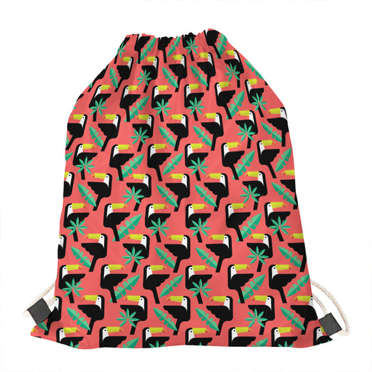 Tropical Toco Toucan Pattern Print Drawstring Bag
