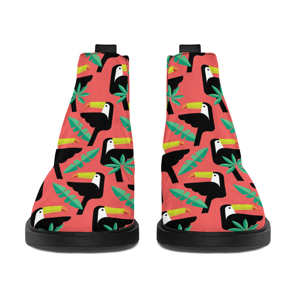 Tropical Toco Toucan Pattern Print Flat Ankle Boots