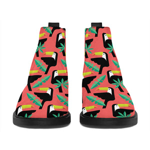 Tropical Toco Toucan Pattern Print Flat Ankle Boots