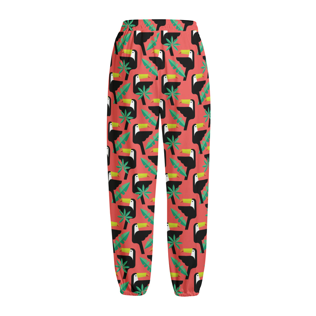 Tropical Toco Toucan Pattern Print Fleece Lined Knit Pants