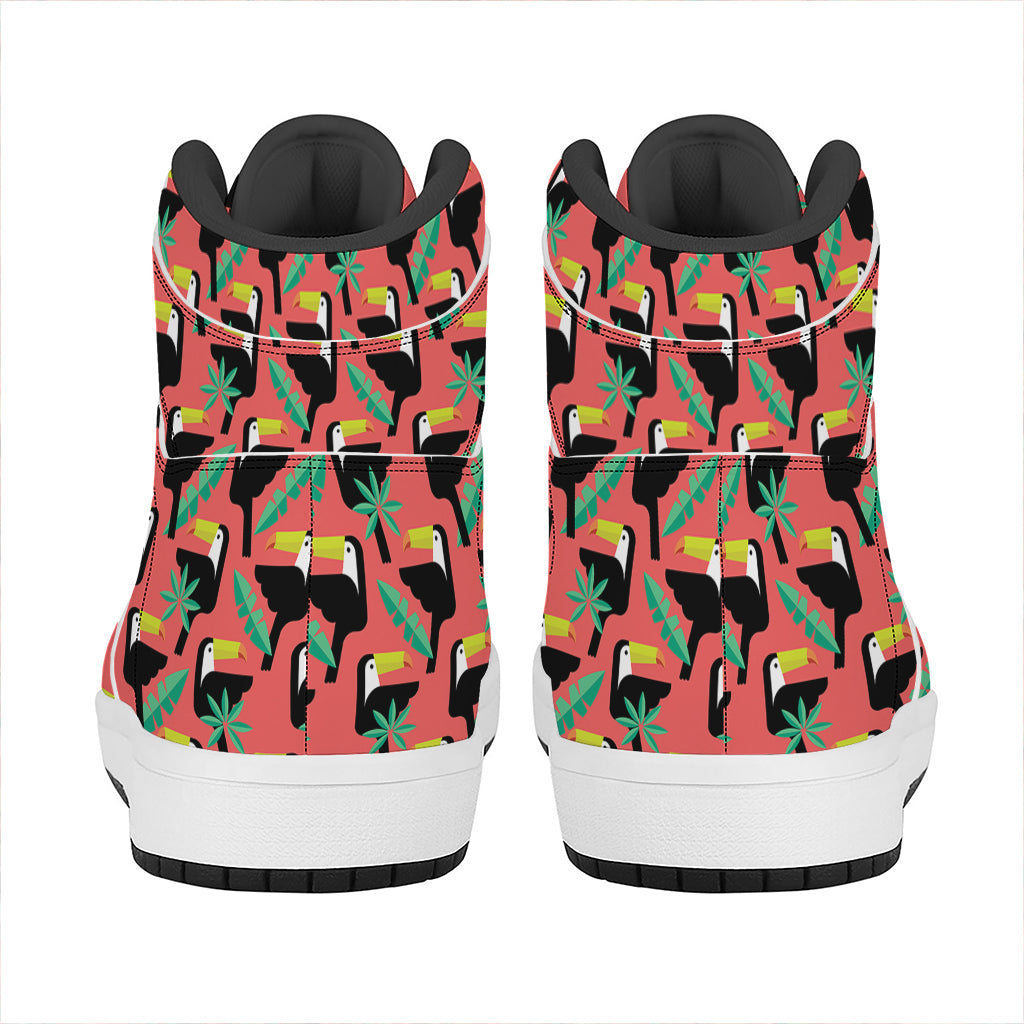 Tropical Toco Toucan Pattern Print High Top Leather Sneakers