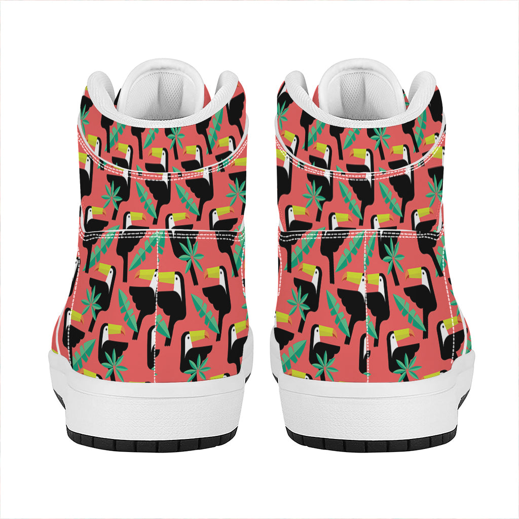 Tropical Toco Toucan Pattern Print High Top Leather Sneakers