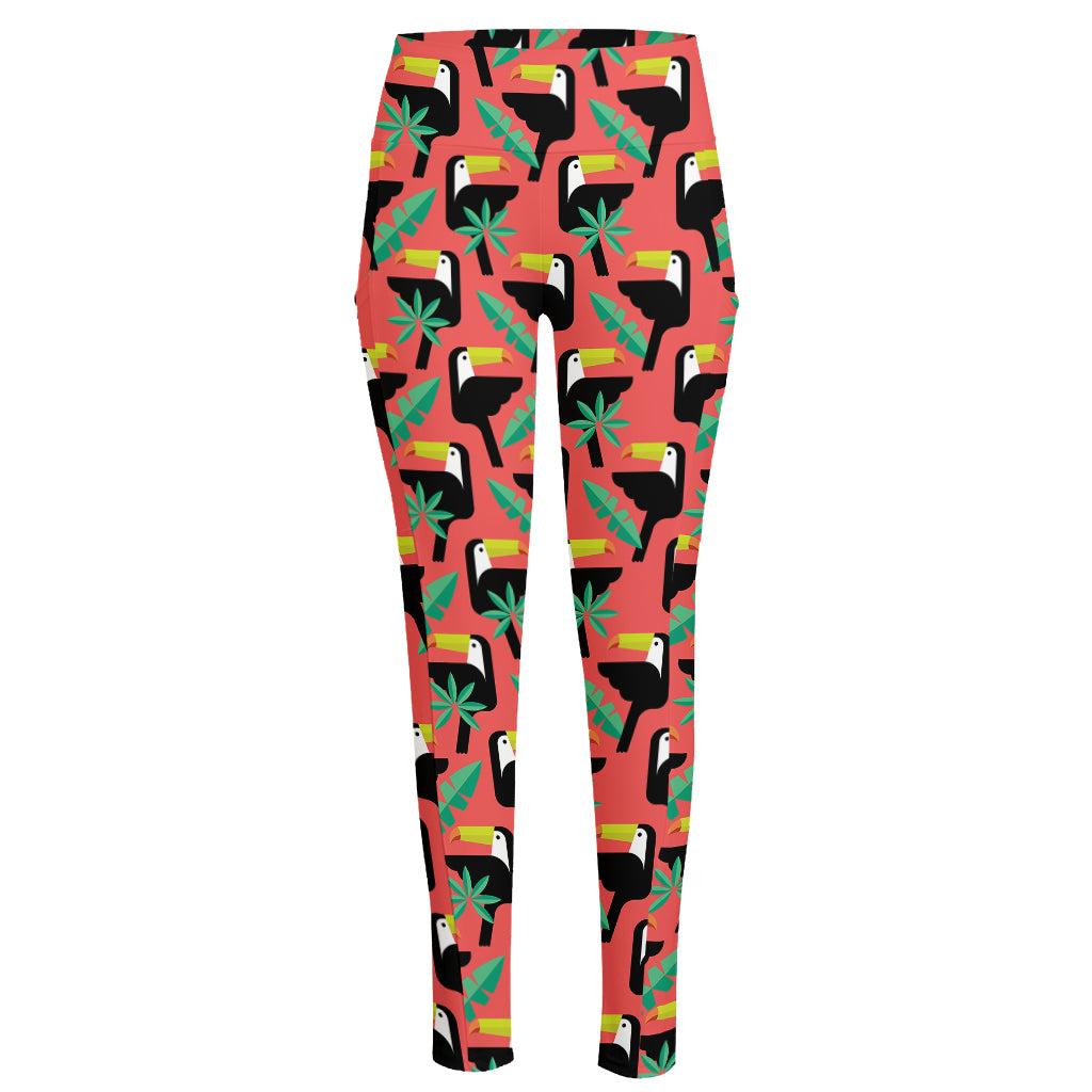 Tropical Toco Toucan Pattern Print High-Waisted Pocket Leggings