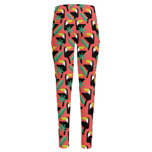 Tropical Toco Toucan Pattern Print High-Waisted Pocket Leggings