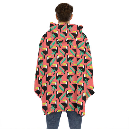 Tropical Toco Toucan Pattern Print Hoodie Blanket