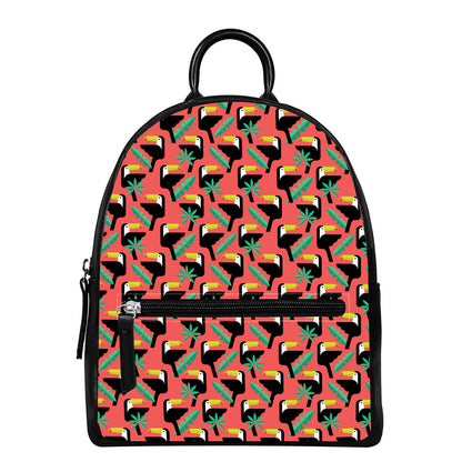 Tropical Toco Toucan Pattern Print Leather Backpack