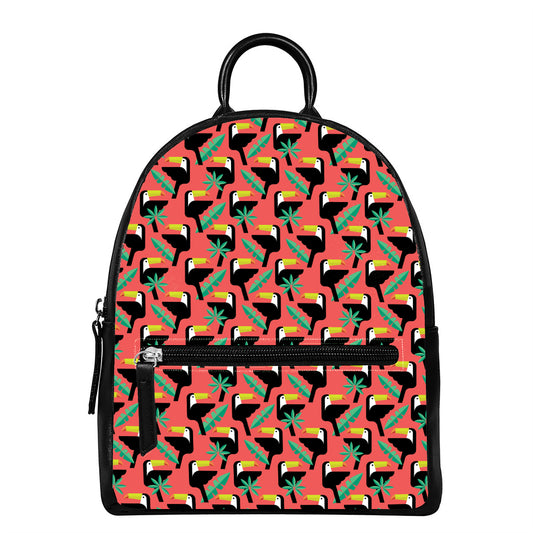 Tropical Toco Toucan Pattern Print Leather Backpack