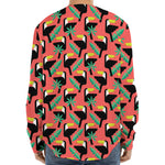 Tropical Toco Toucan Pattern Print Long Sleeve Baseball Jersey