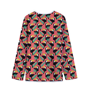 Tropical Toco Toucan Pattern Print Long Sleeve Short Coat