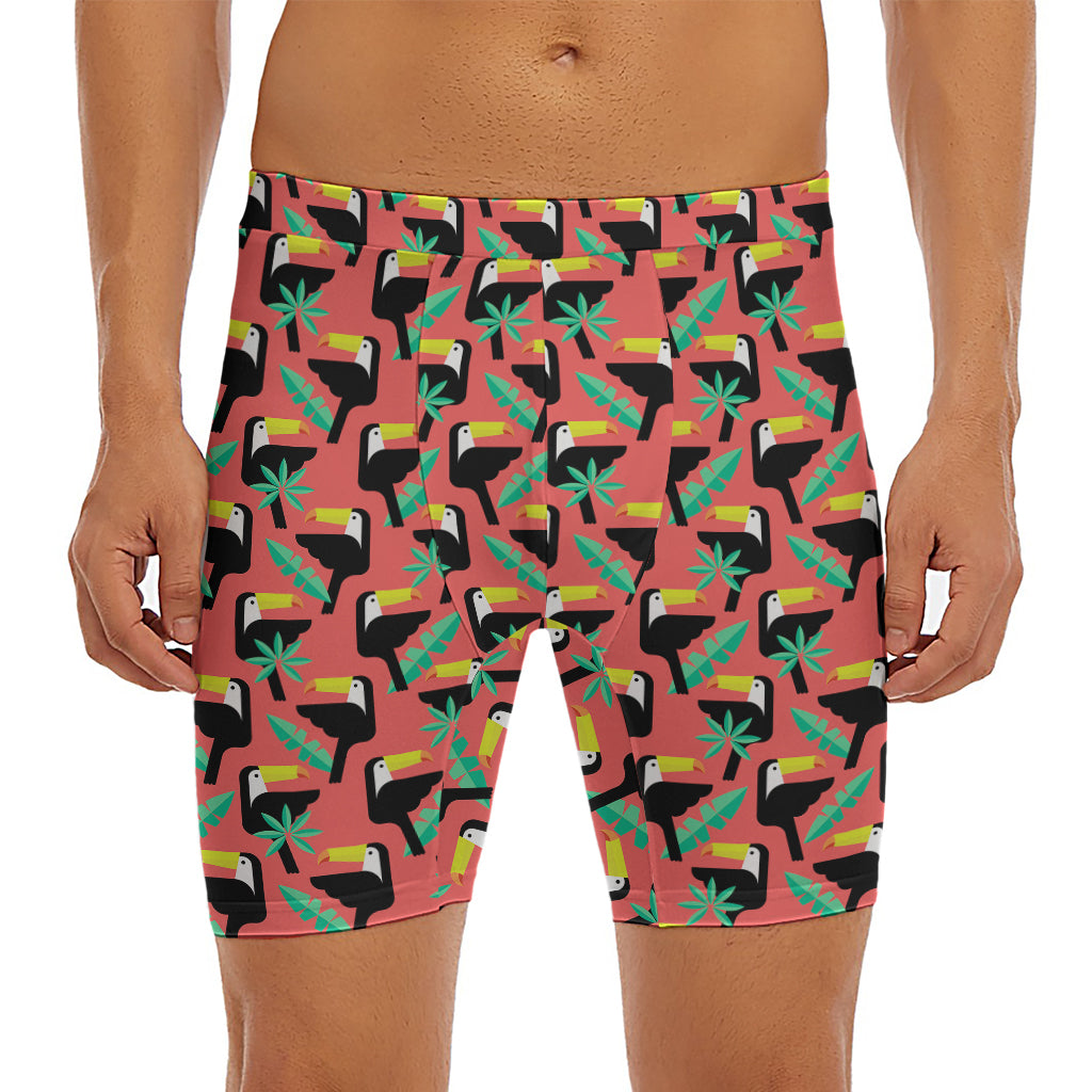 Tropical Toco Toucan Pattern Print Men's Long Boxer Briefs