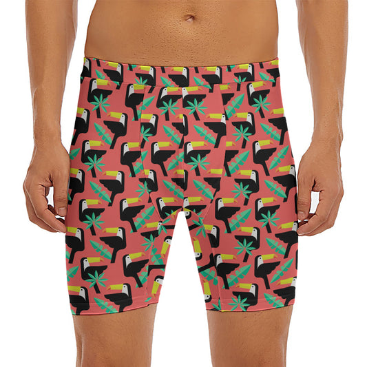 Tropical Toco Toucan Pattern Print Men's Long Boxer Briefs