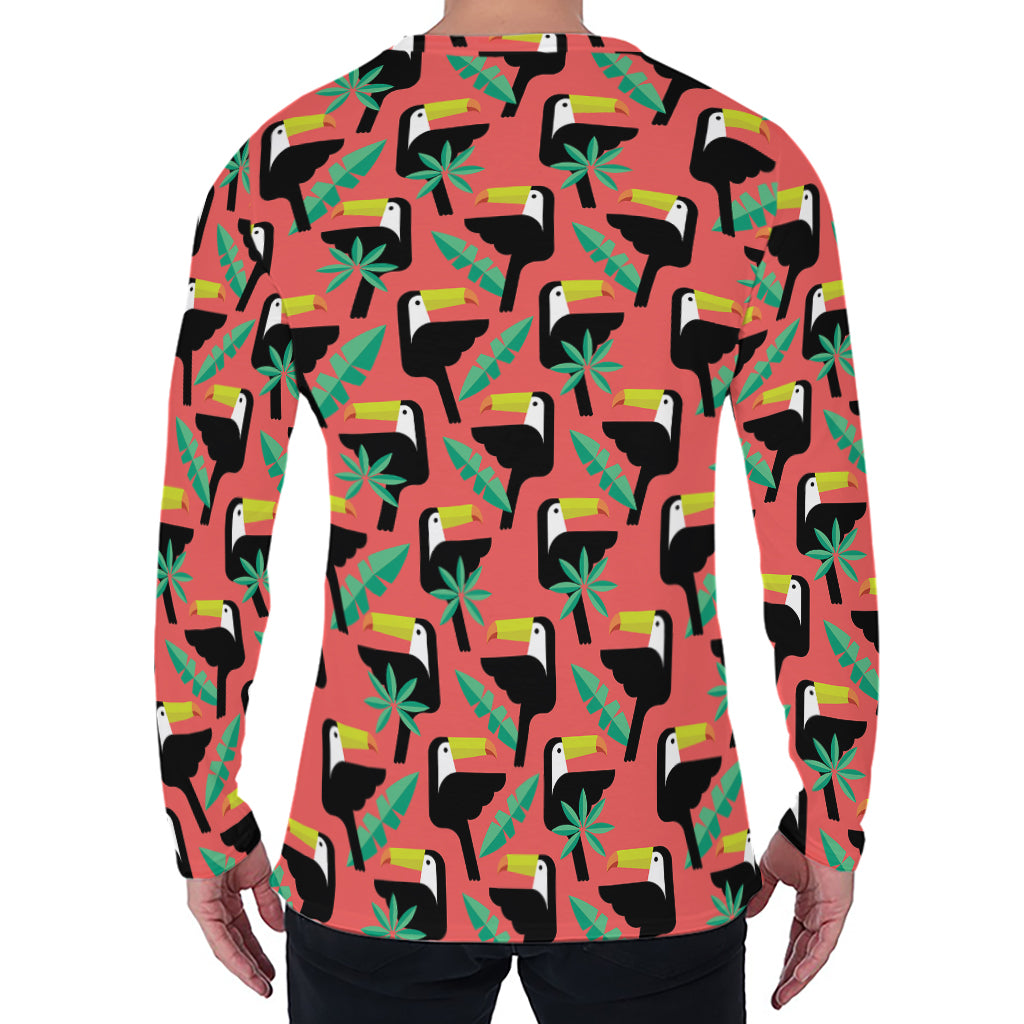 Tropical Toco Toucan Pattern Print Men's Long Sleeve T-Shirt