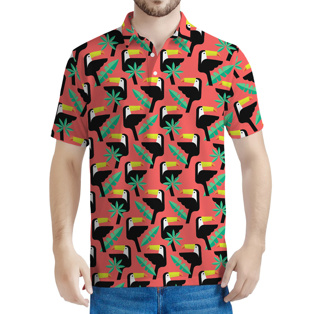 Tropical Toco Toucan Pattern Print Men's Polo Shirt