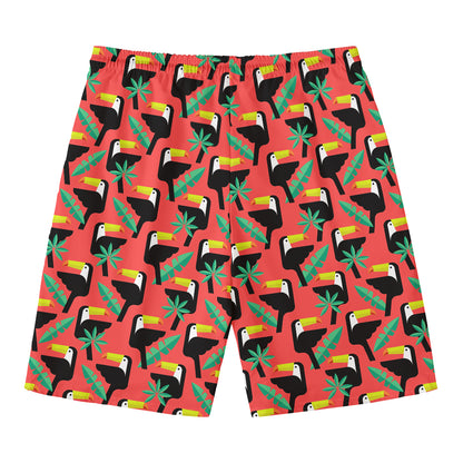Tropical Toco Toucan Pattern Print Men's Swim Trunks