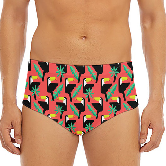 Tropical Toco Toucan Pattern Print Men's Triangle Swim Briefs